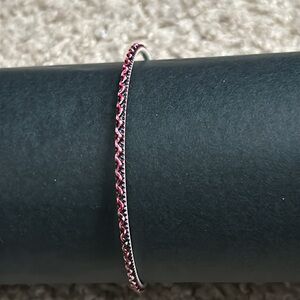 Women’s vintage dainty black/pink/white zigzag print‎ bangle bracelet one size